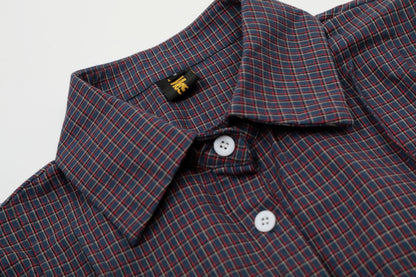 Vintage Lapel Collar Plaid Short Sleeve Top