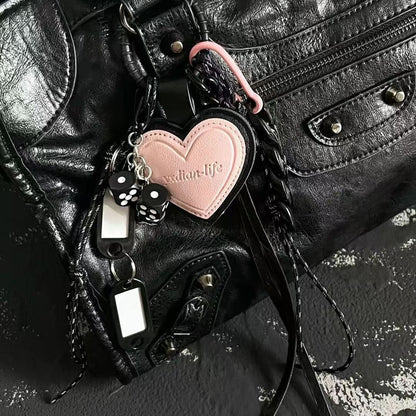 Cool Color Block Heart Keychain Bag Charm