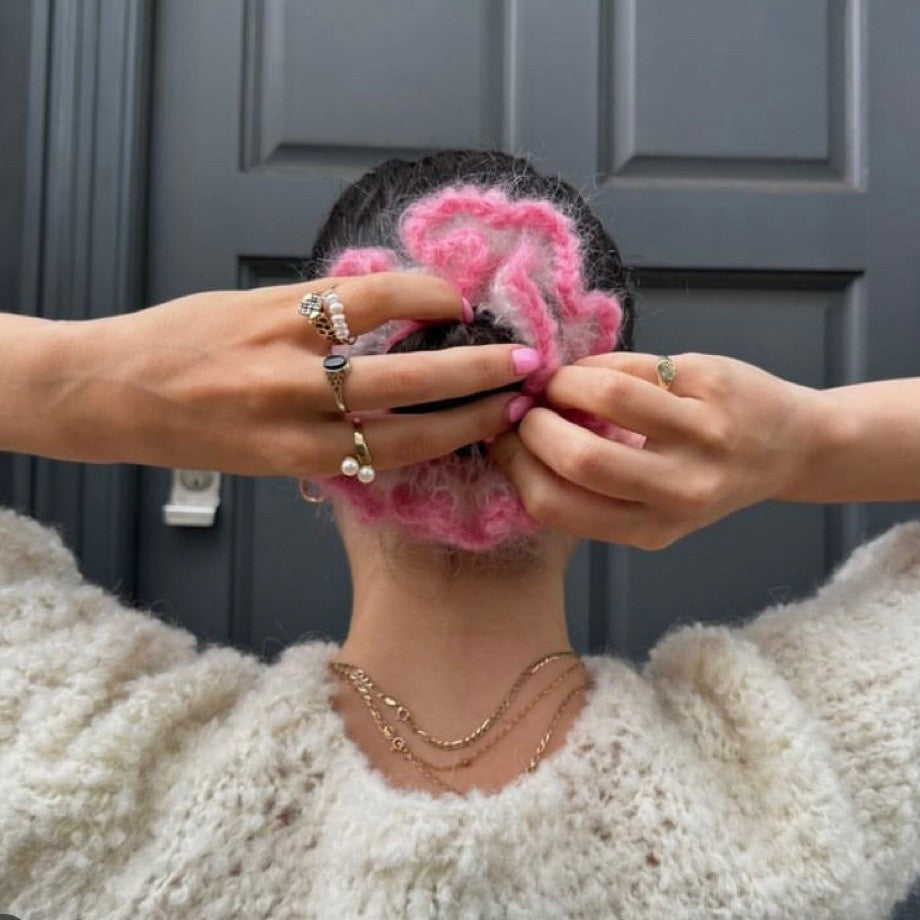 Fuzzy Color Block Handmade Ruffle Scrunchies