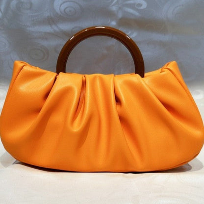 Stylish Ruched Cloud Round Handle Evening Handbag