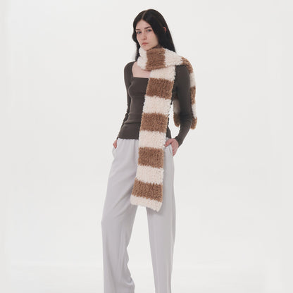 Plushed Striped Cute Color Block Scarves