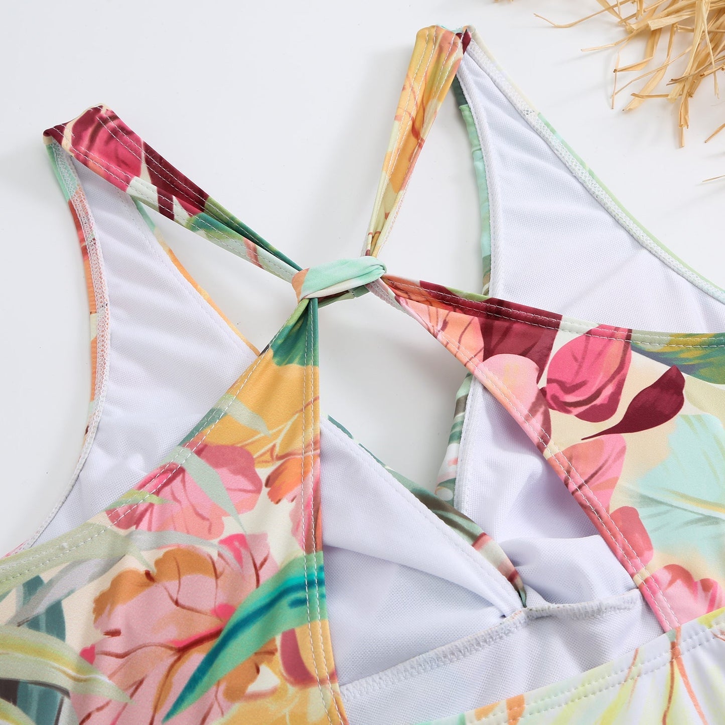 Backless Floral Print Swimwears with Covers