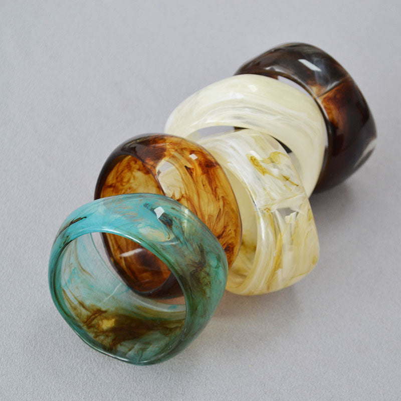 Vintage Irregular Ink-Marbled Cuff Bracelet