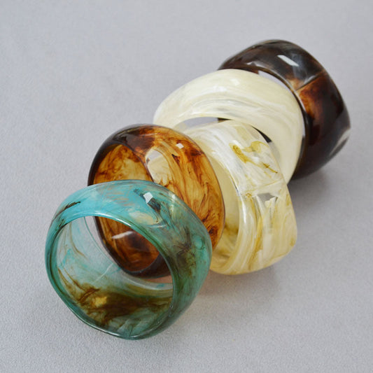 Vintage Irregular Ink-Marbled Cuff Bracelet