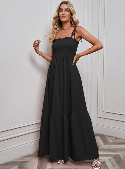 Ruffle Pleated String Spaghetti Dress