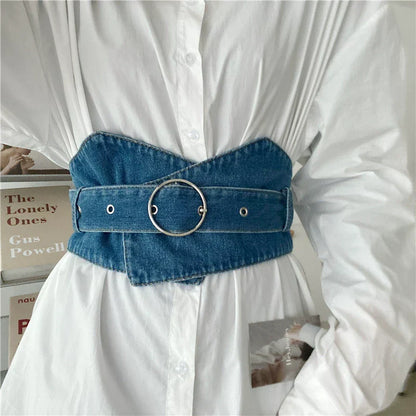Denim Irregular Simple Wide Waist Belt