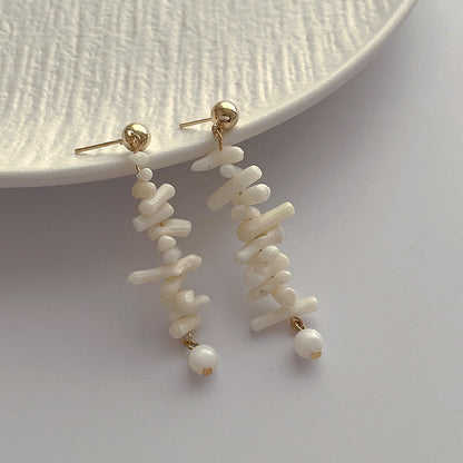 Asymmetric Corals Shells Drop Stud Earrings