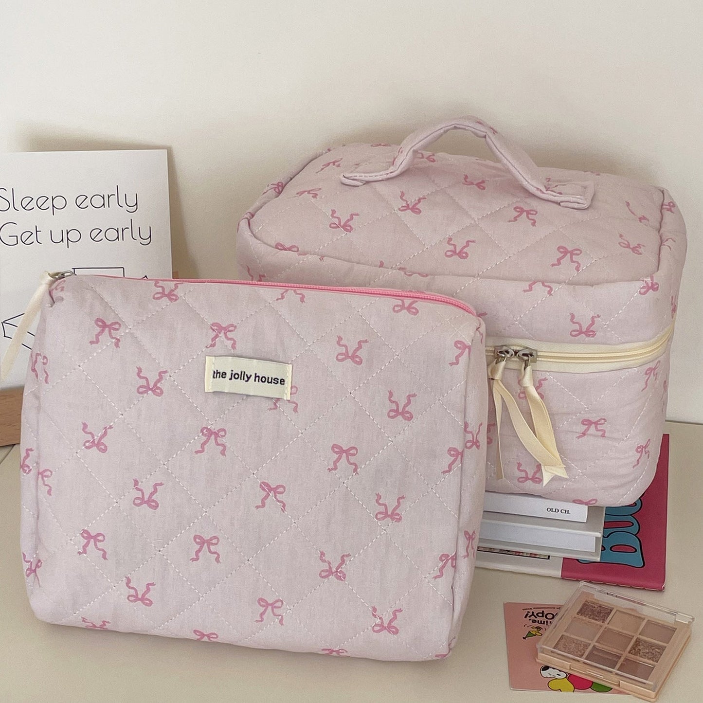 Pink Bow Large Capacity Sweet Make Up Bag