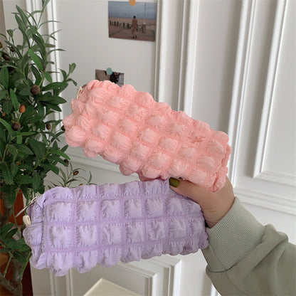 Cute Soft Ruched Makeup Pencil Pouch