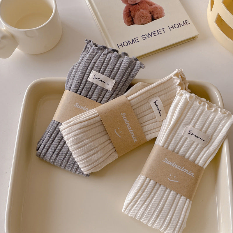 Sweet Solid Color Flounce Soft Socks