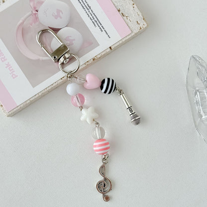 Cute Pink Violin Keychain Bag Charms