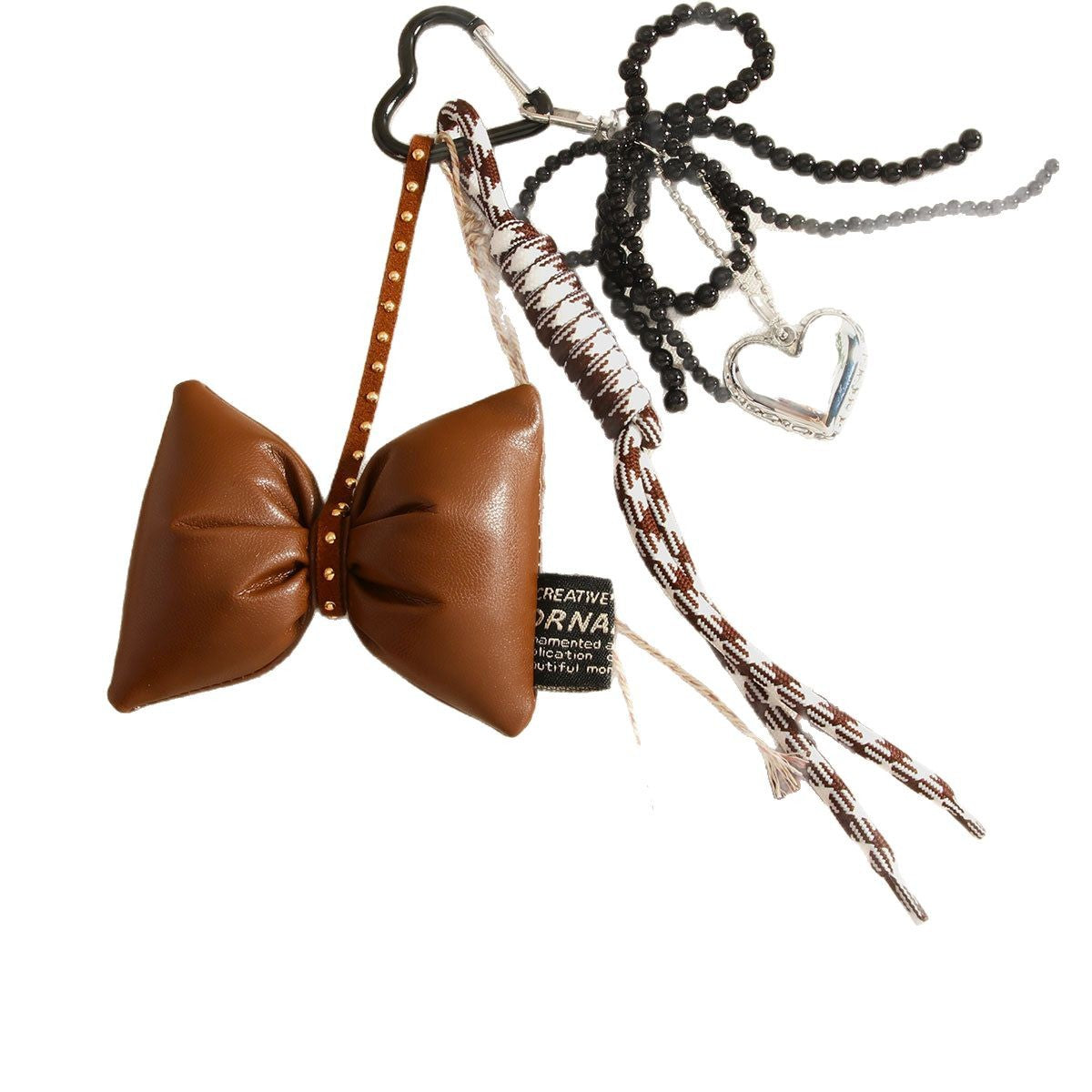 Sweet Bow Heart Braided Rope Bag Charm