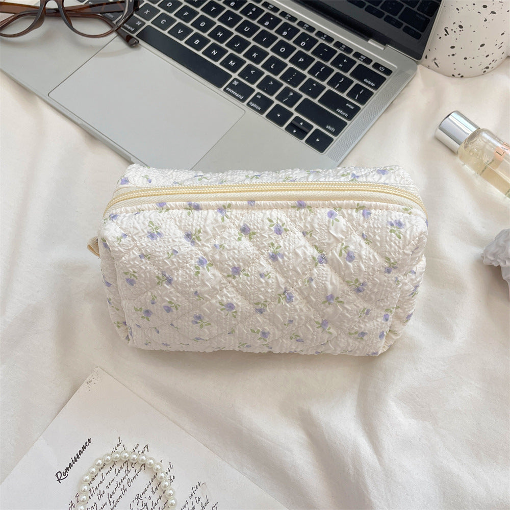 Cute Cartoon Print Flower Print Make Up Bag