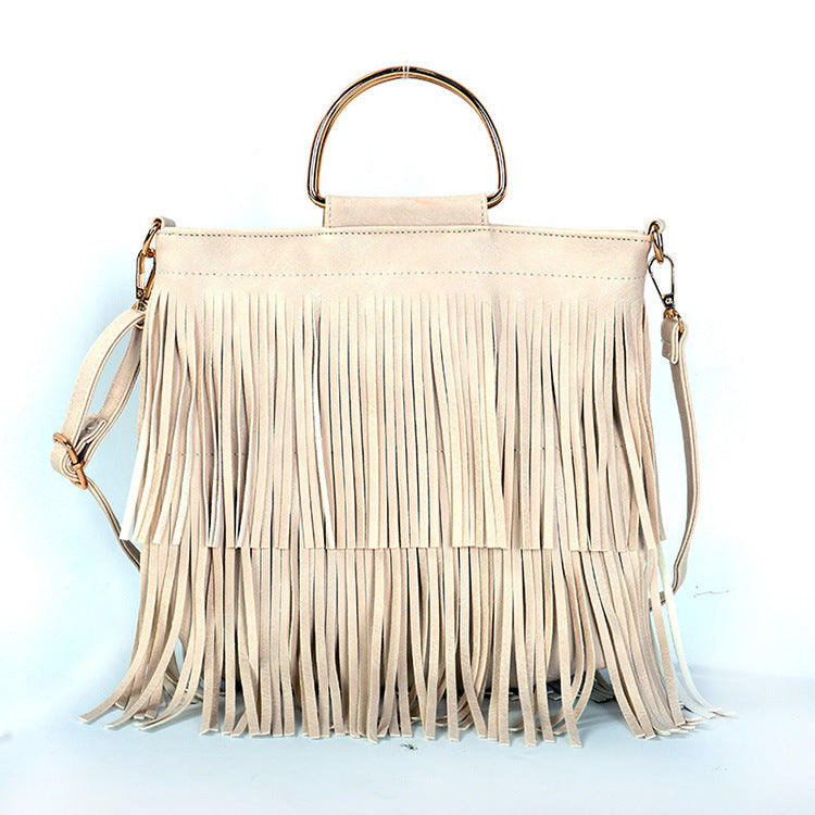 Casual Solid Color Tassel Shoulder Bag