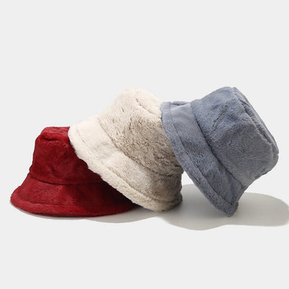 Simple Solid Color Thicken Winter Bucket Hat