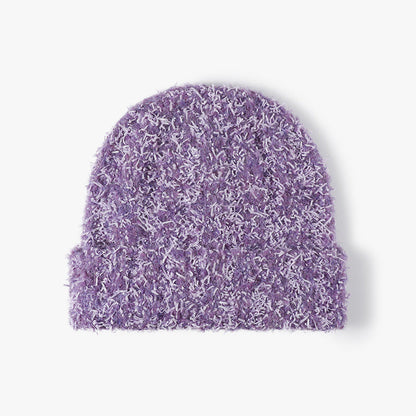 Soft Fuzzy Solid Color Thicken Knit Beanie