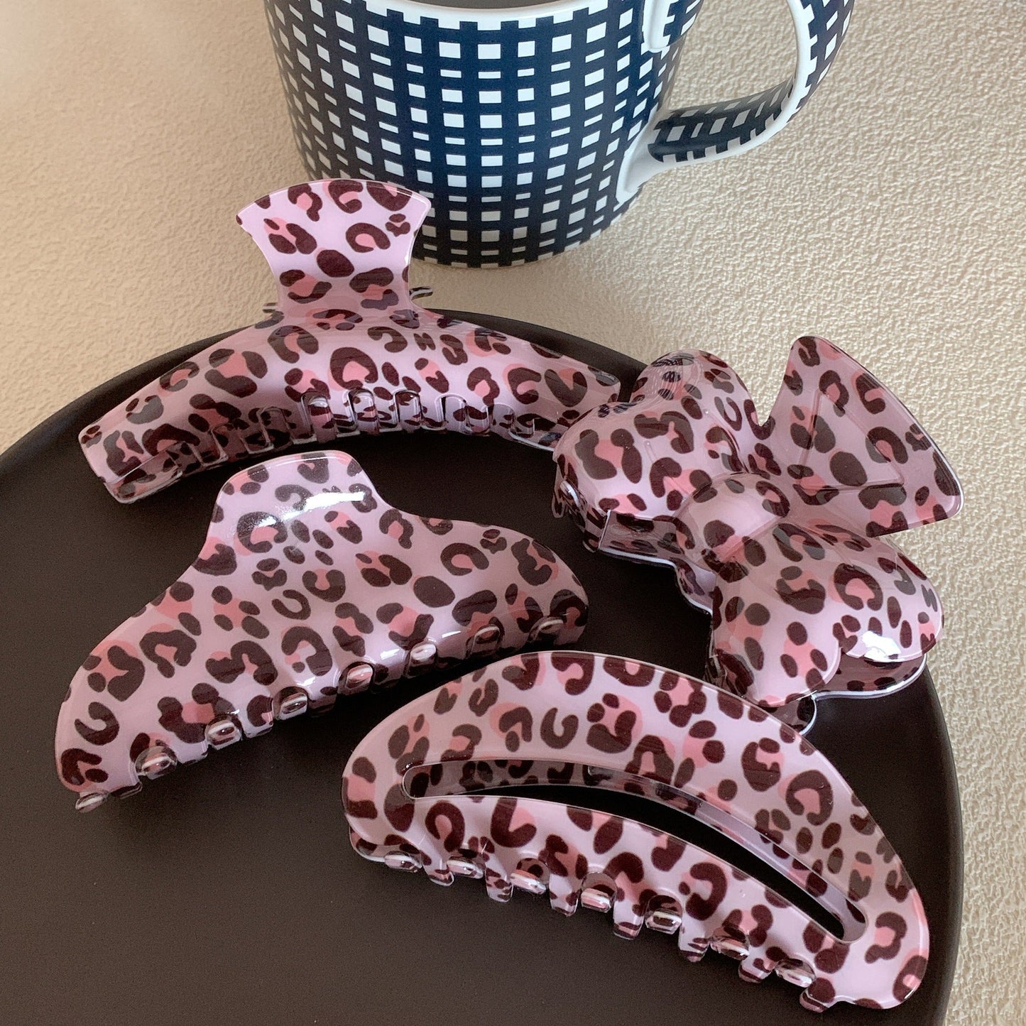 Pink Leopard Bow Sweet Hair Clips