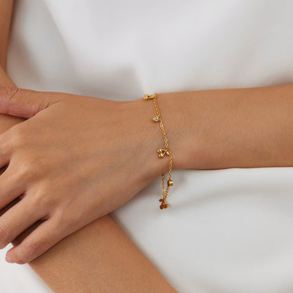 Creative Cherry Gold Plated Rhinestone Bracelet