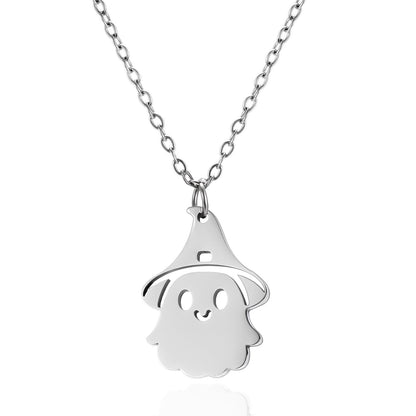 Halloween Pumpkin Ghost Pendant Necklace