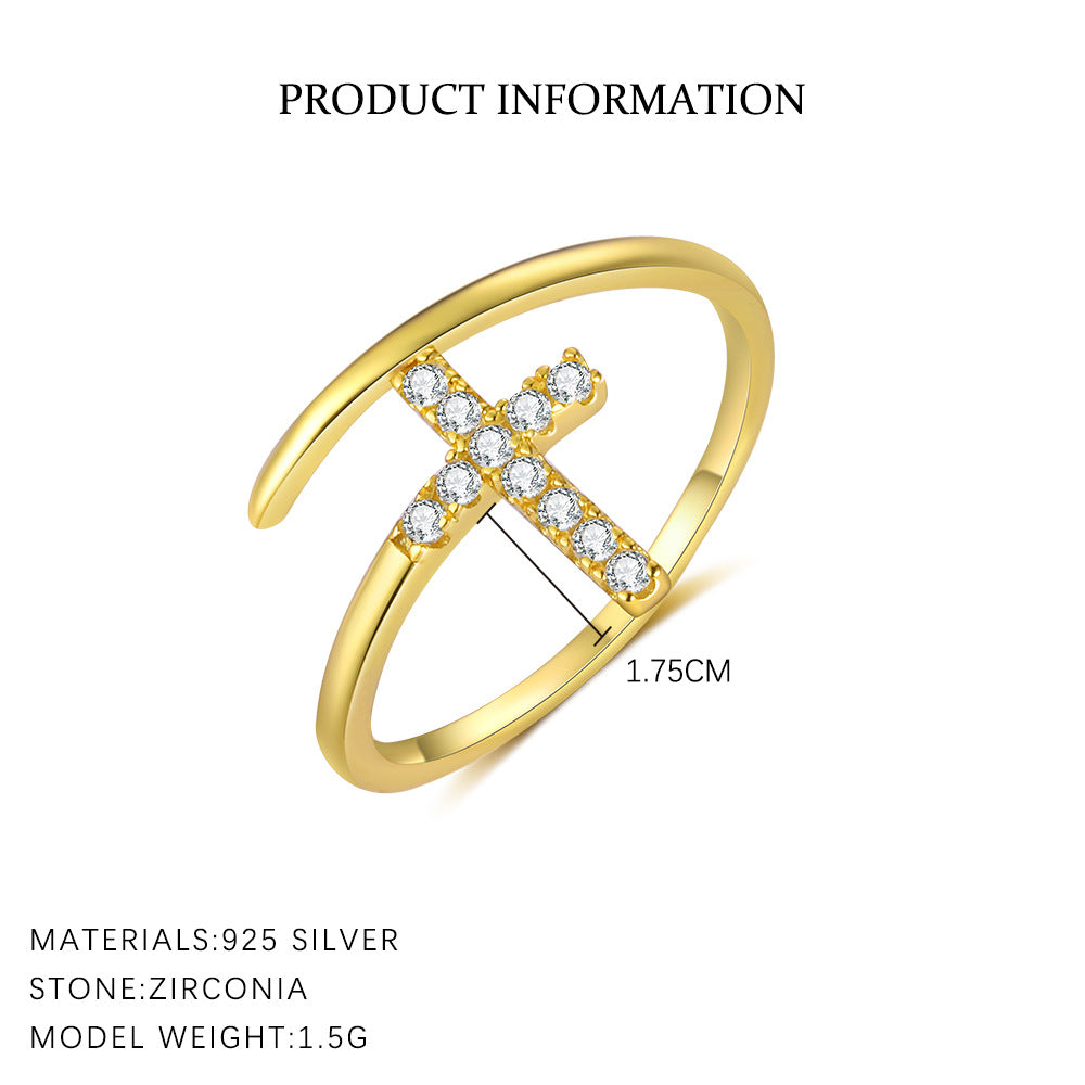 Zircon Cross Simple Adjustable Rings