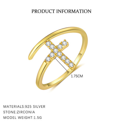 Zircon Cross Simple Adjustable Rings