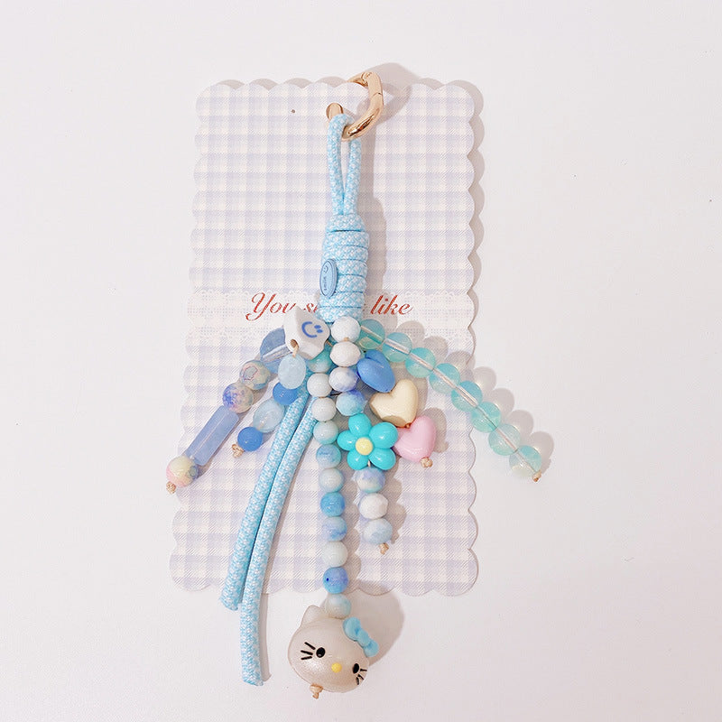 Cute Color Block Beaded Keychain Bag Charm