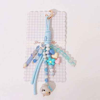 Cute Color Block Beaded Keychain Bag Charm