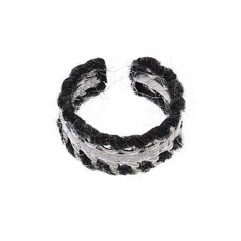 Colorful Yarn Wrapped Open Wide Ring