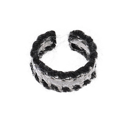 Colorful Yarn Wrapped Open Wide Ring