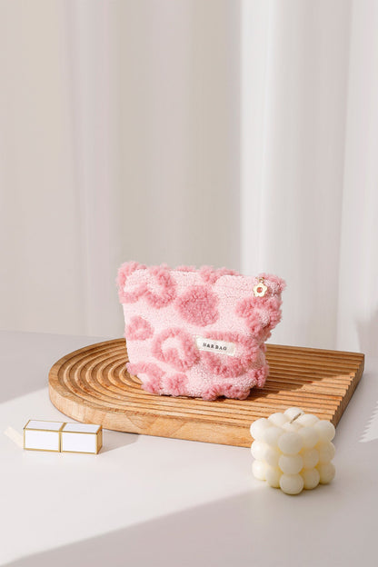 Pink Plushed Love Jacquard Make Up Bag