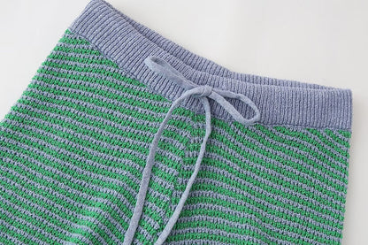 Casual Knit Collared Top and Shorts Set