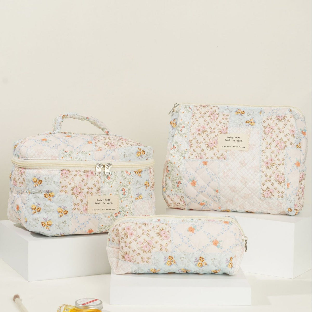 Butterfly Floral Print Puffer Make Up Bag