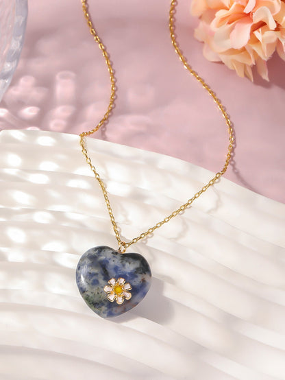 Trendy Heart Pendant Enamel Chain Necklace