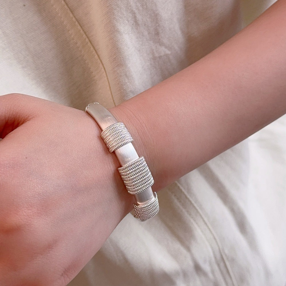 Chunky Textured Wire Twisted Bangle Bracelet