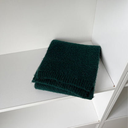 Soft Wool Solid Color Ribbed Winter Scarf