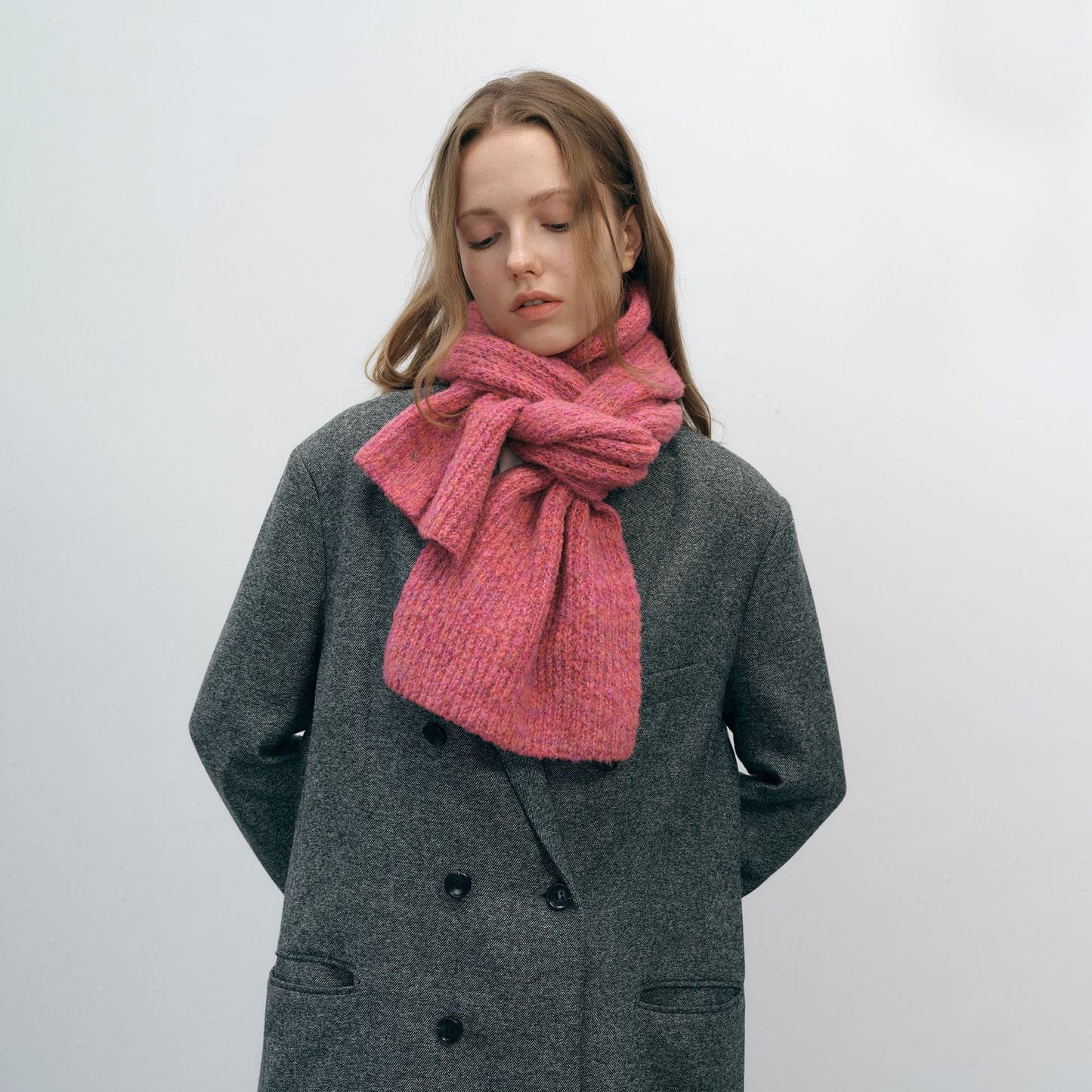 Solid Color Simple Knit Hats Scarves Set