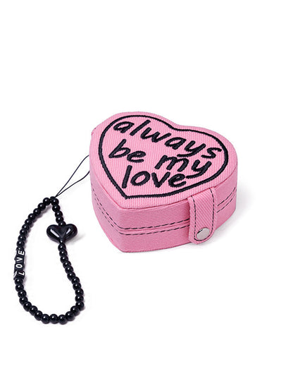 Vintage Heart Shape Embroidered Flower Jewelry Case