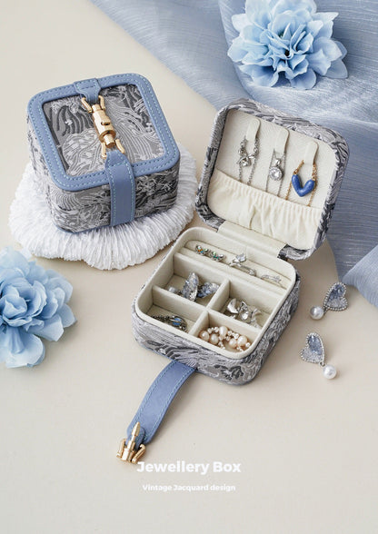 Vintage Jacquared Embroidered Portable Jewelry Case