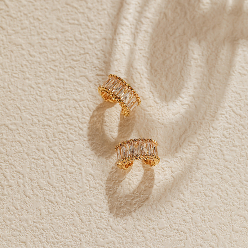 Vintage Elegant Zircon Clip Earrings