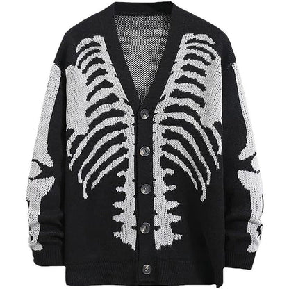 Halloween Skull Jacquard Knit Cardigan