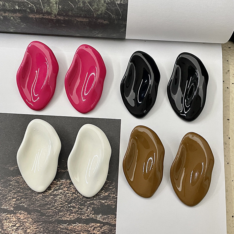 Irregular Geometric Drip Glaze Stud Earrings