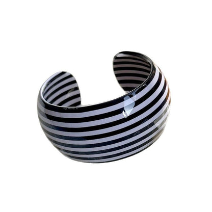 Striped C-Shape Wide Acrylic Bracelets