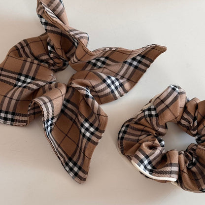 Vintage Plaid Square Elastic Hair Scrunchies