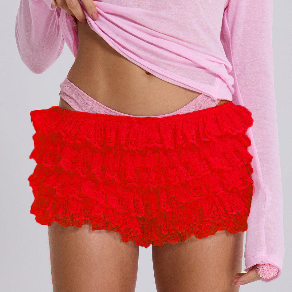 Sexy Lace Low Waist Ruffle Shorts