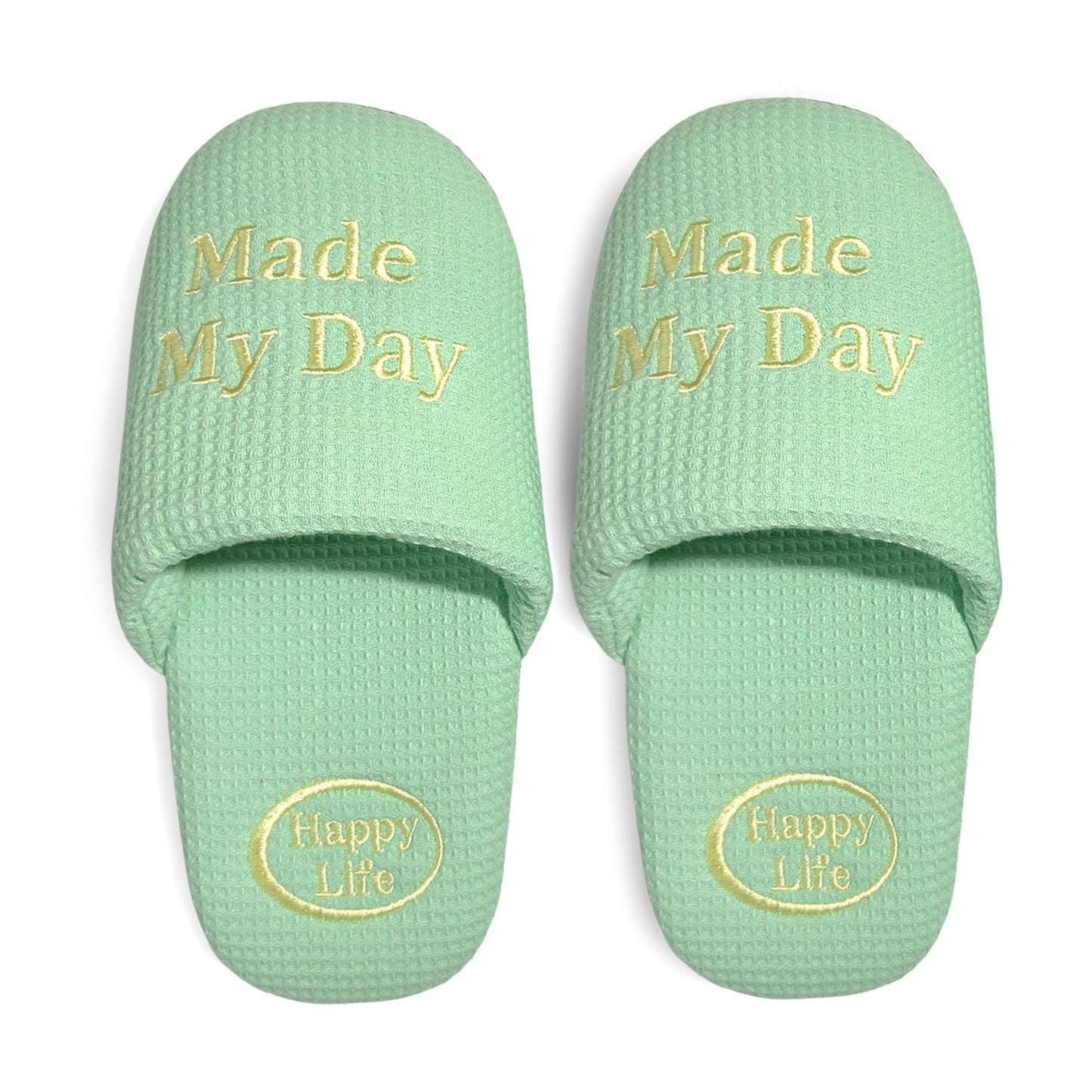 Soft Letter Embroidered Waffle Indoor Slippers