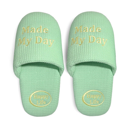 Soft Letter Embroidered Waffle Indoor Slippers