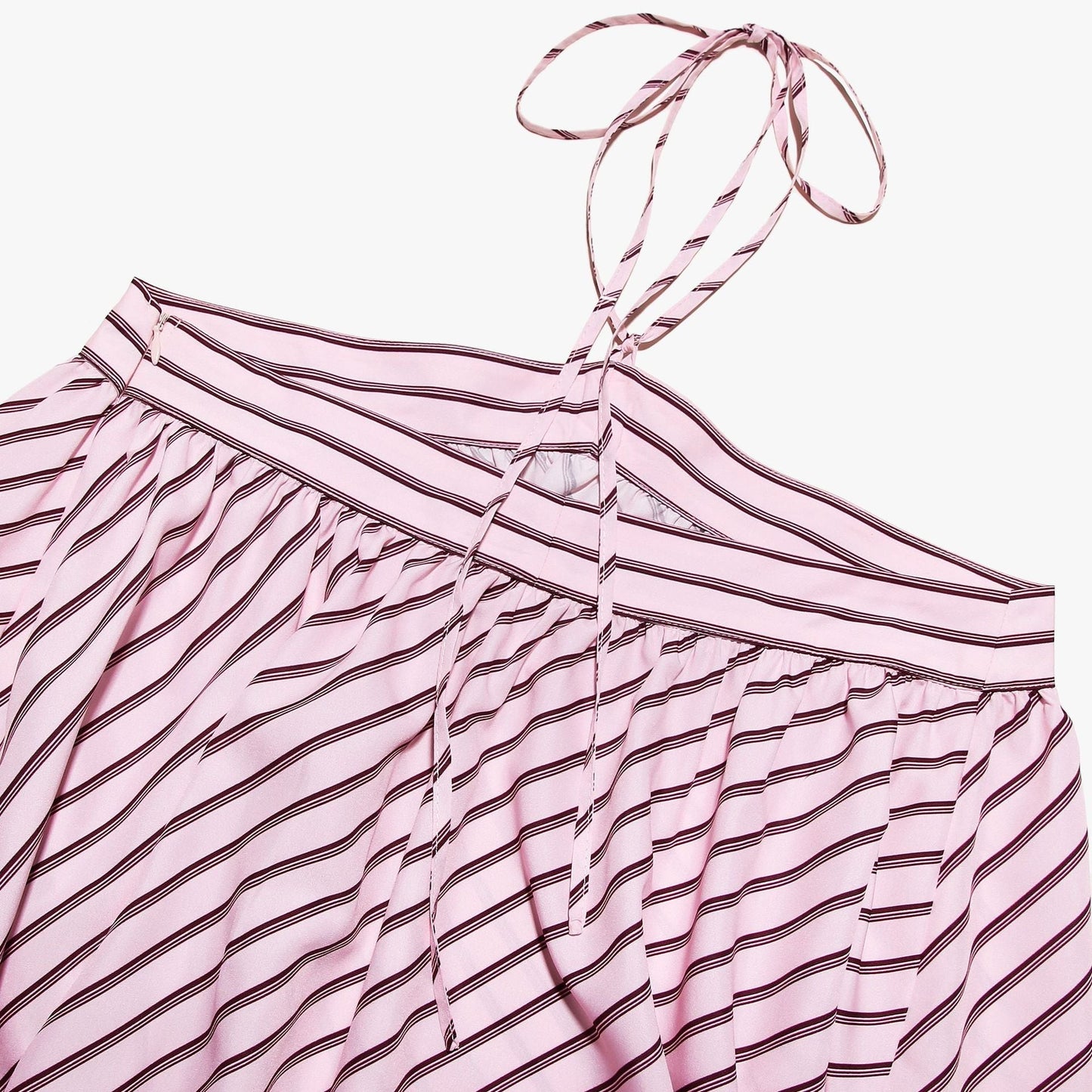 Cute Solid Color Striped Halter Backless Dress