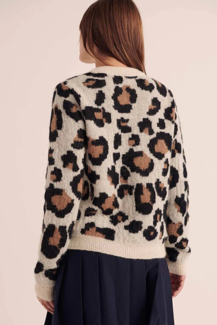 Vintage Round Neck Leopard Print Cardigan