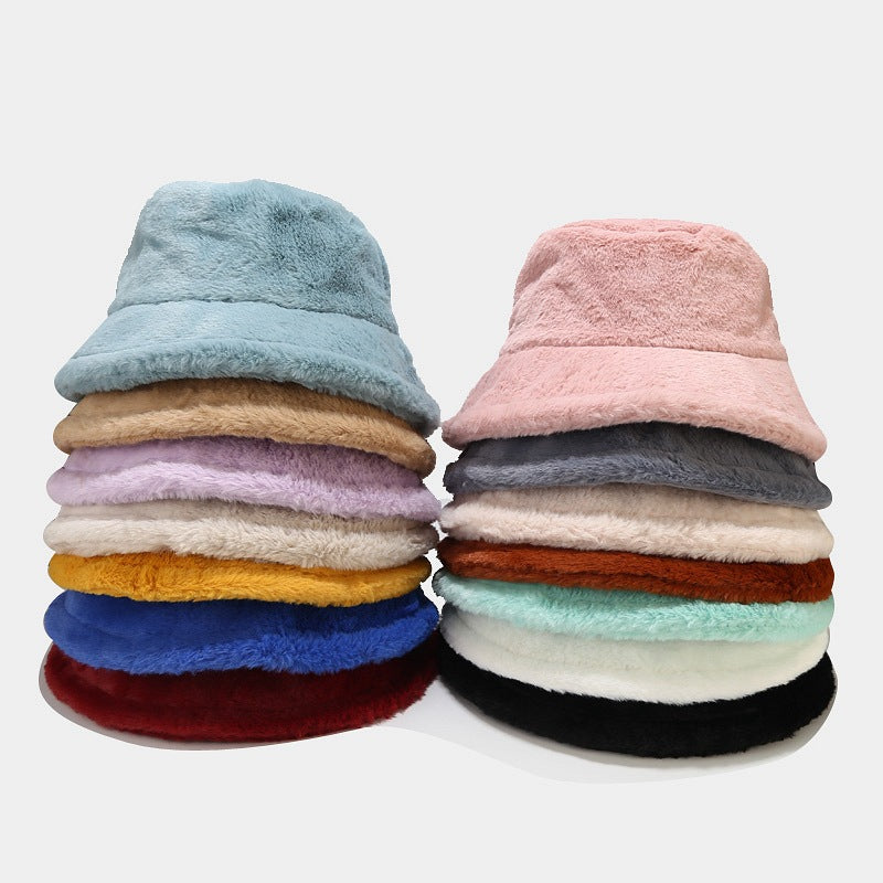Simple Solid Color Thicken Winter Bucket Hat