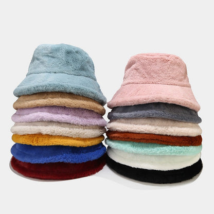 Simple Solid Color Thicken Winter Bucket Hat
